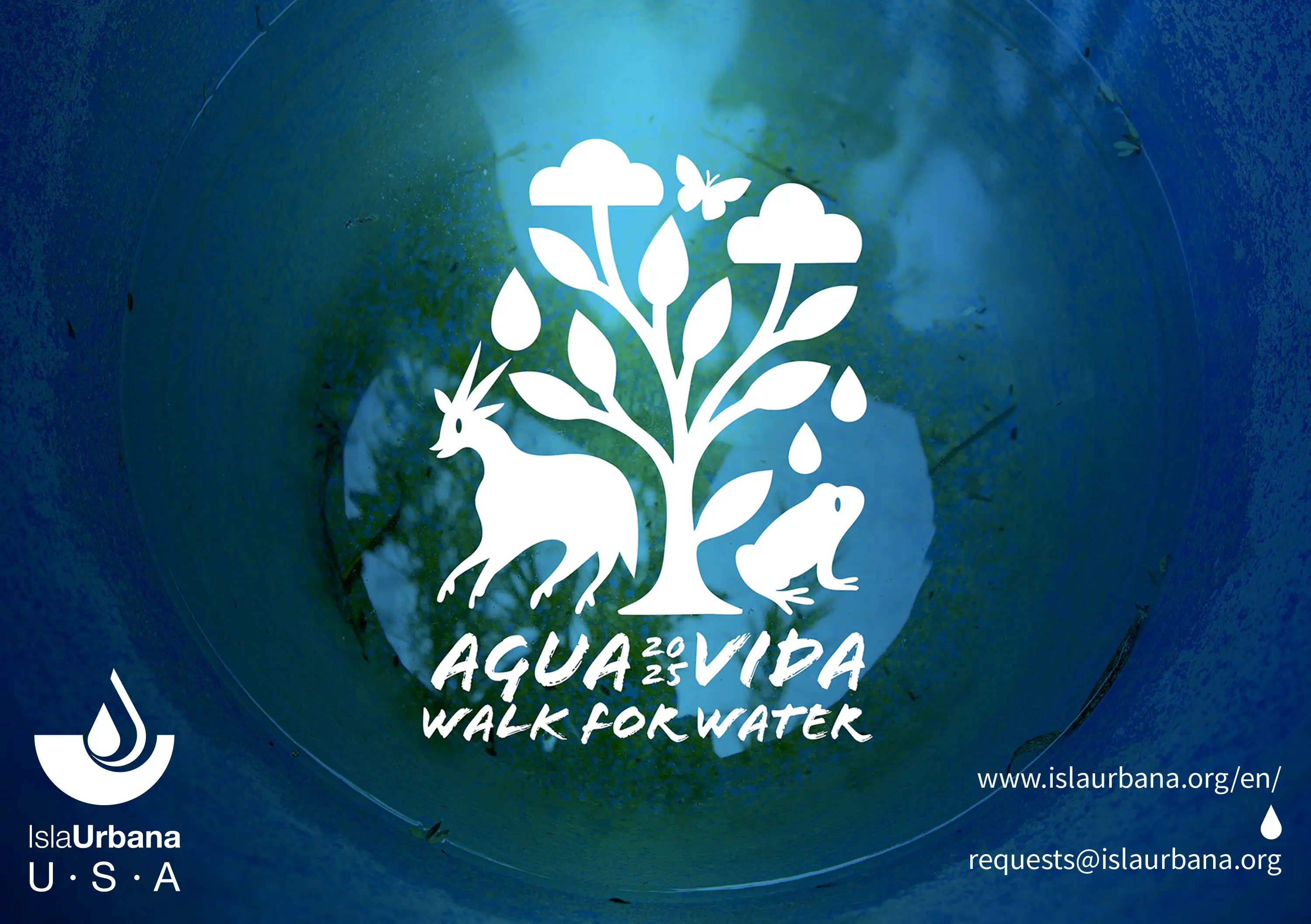 Agua-Vida-2025-IUUSA-mob Agua Vida 2025 logo over a water container full of clean water.