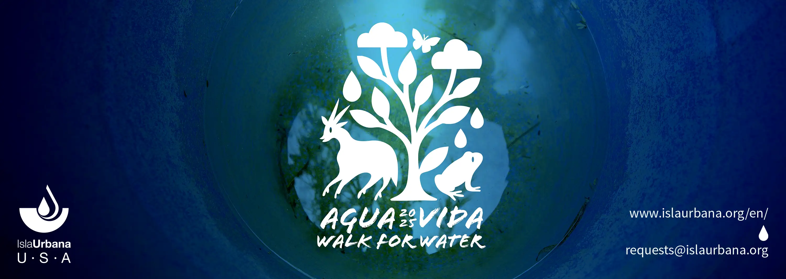 Agua-Vida-2025-IUUSA Agua Vida 2025 logo over a water container full of clean water.