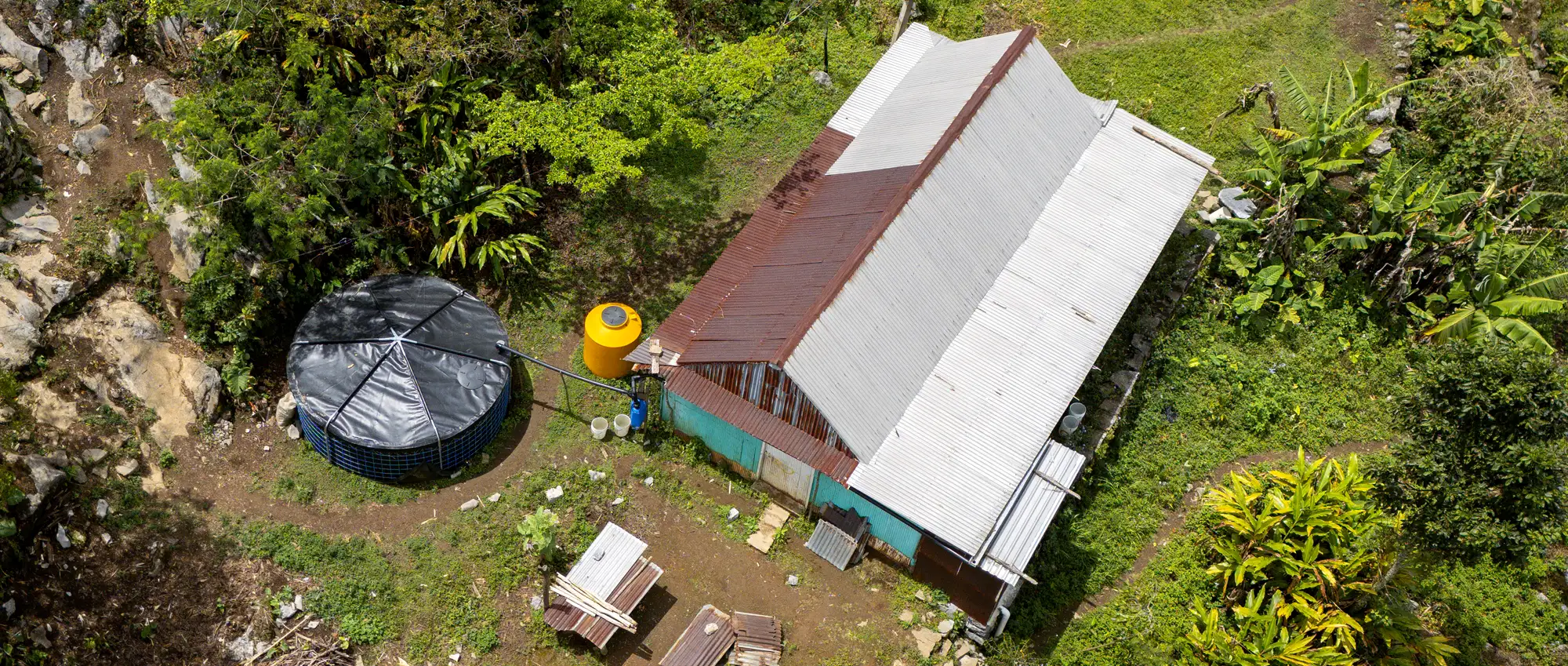 Agua Vida-Mazateca Agua Vida. Top view of a rainwater harvesting system in the sierra Mazateca, Oaxaca, Mexico.
