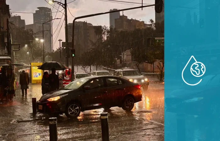 Mexico City. A view of the rain over the streets in Mexico City.
